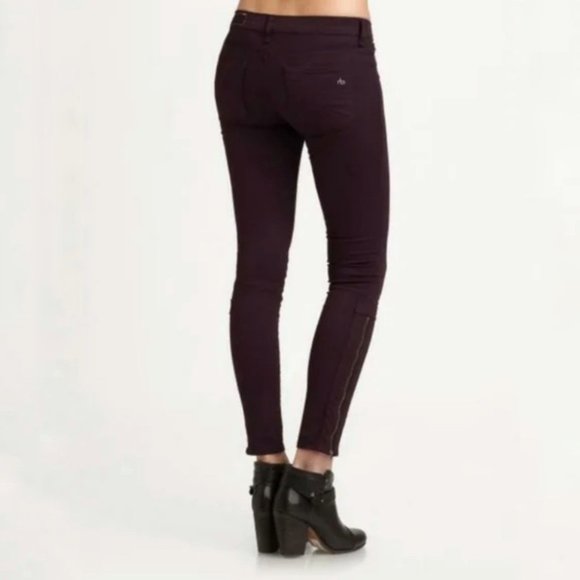 Rag & Bone Burgundy Devi Ankle Zip Skinny Jean Size 25 - Picture 7 of 13